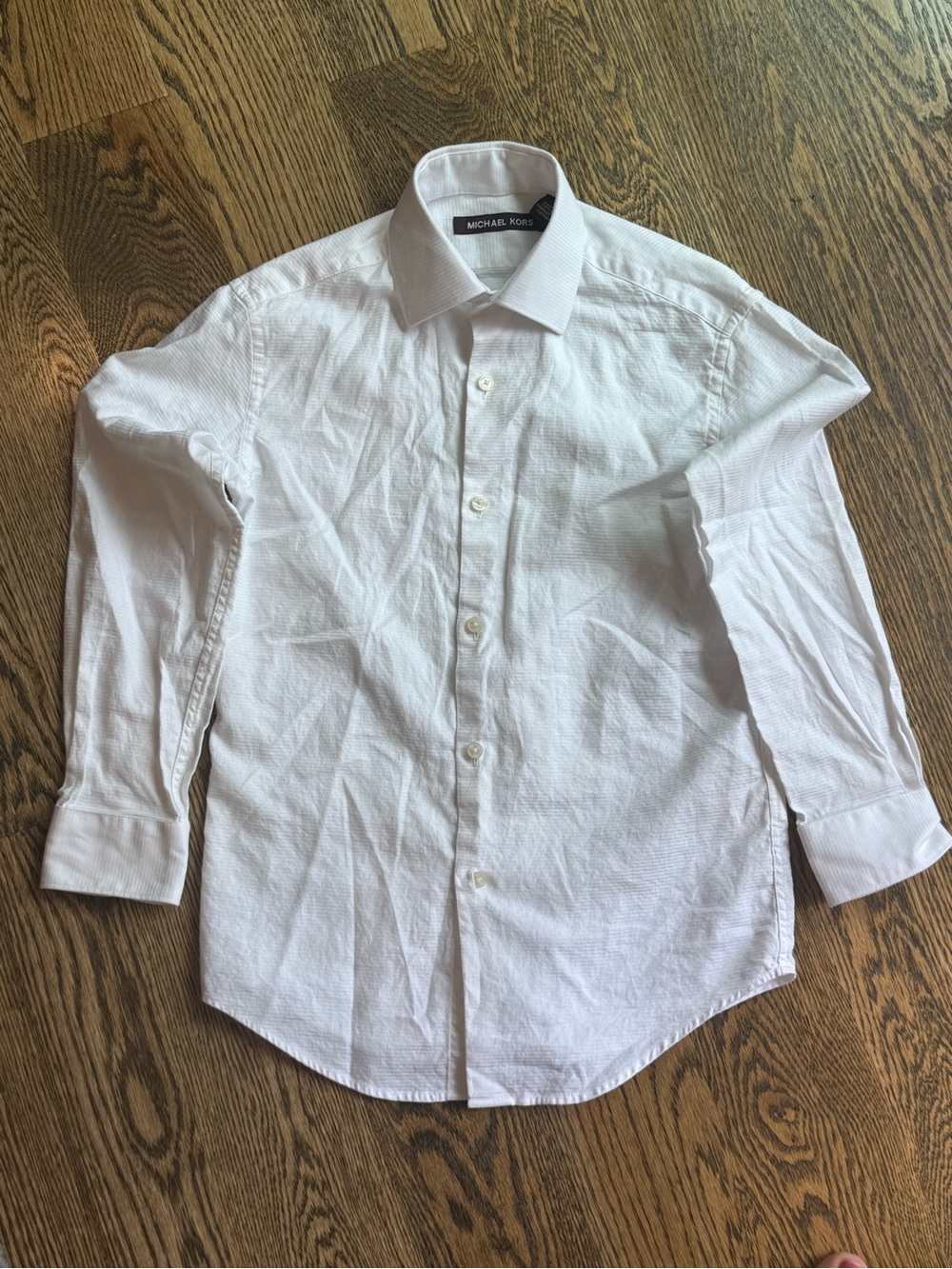 Michael Kors White Boy’s Long Sleeve Dress Shirt
